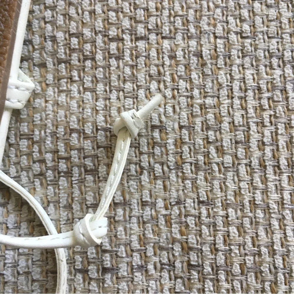 aerie White Beaded Lace-Up Sandals with Natural Wood Accents